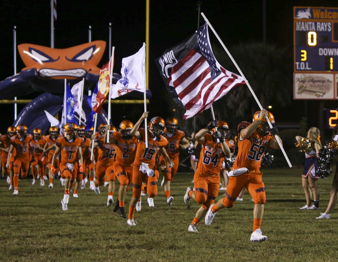 The Lemon Bay High football team will host Lakewood Ranch High Thursday instead of Friday because of the threat of Tropical Storm Dorian. [Herald-Tribune staff file photo / Tom O'Neill]