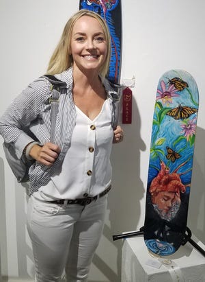 The Royal Flipping Skateboard Deck Art exhibit runs through Sept. 7 at the Panama City Center for the Arts. Above: Jamie Phillips took third place in the Adult category for her entry, 'Mason.' [CONTRIBUTED PHOTO]