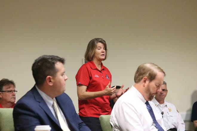 Linda Stoughton, St. Johns County Director of Emergency Management, recommended the county commissioners implement a local State of Emergency on Thursday as Hurricane Dorian approaches. [TRAVIS GIBSON/THE RECORD]