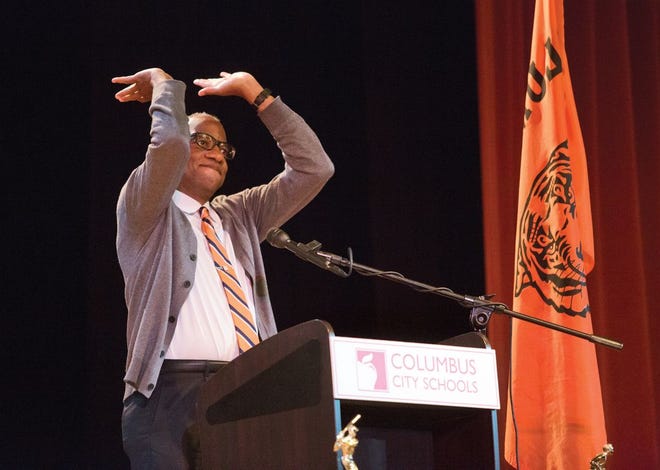 Wil Haygood speaks at East High School in September during a book event for “Tigerland.”