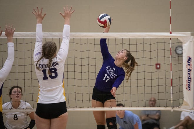 Lincoln senior outside hitter Hannah Cameron had 18 kills and led the LC defense in digs with 15 to help her team complete a victory over Hannibal-LaGrange University Thursday evening. [Photo submitted]