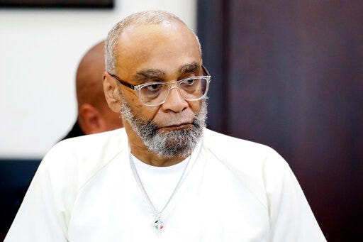 FILE - In this Aug. 28, 2019 file photo, Abu-Ali Abdur'Rahman attends a hearing in Nashville, Tenn. A Nashville judge on Friday, Aug. 30 approved an agreement between prosecutors and attorneys for Abu-Ali Abdur'Rahman that converts his death sentence to life in prison. The agreement comes after Abdur'Rahman petitioned to reopen his case, presenting evidence that prosecutors at his trial treated black potential jurors differently from white potential jurors.(AP Photo/Mark Humphrey)