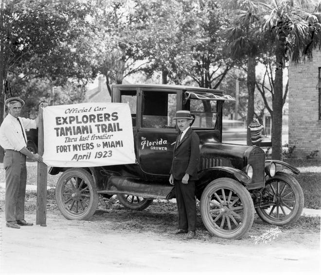 The first car explorers across the Tamiami Trail. [STATE ARCHIVES OF FLORIDA]