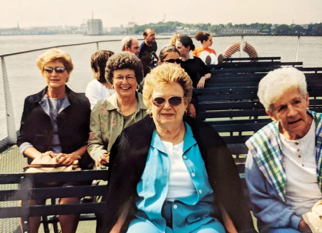 Virginia Collier,front row, wearing sunglasses, and her double cousin Barbara Jones are pictured on a trip to New York with a church group. Collier, from Florida, was visiting her brothers in the Gadsden area when she disappeared March 5. [Special to The Times]