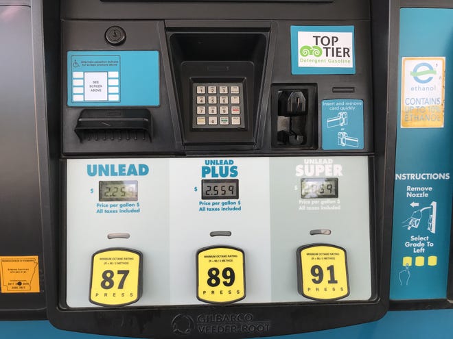 Gas price have fallen for seven stright weeks because of a drop in demand, averaging $2.23 in Arkansas on Monday. Gas at one station in Fort Smith at the busy corner of 70th Street and Phoenix Avenue was going for about $2.26 Monday. [JOHN LOVETT/TIMES RECORD]