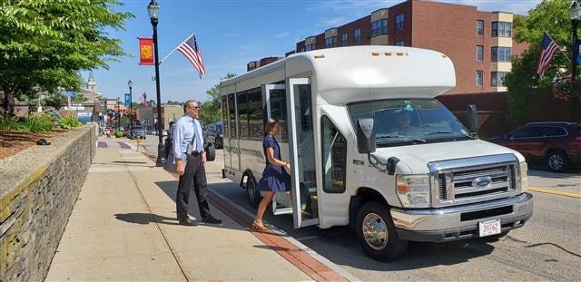 A new shuttle service that will bring reverse commuters from the Southborough train station to Marlborough offices and back will launch on Sept. 16. [Courtesy photo]