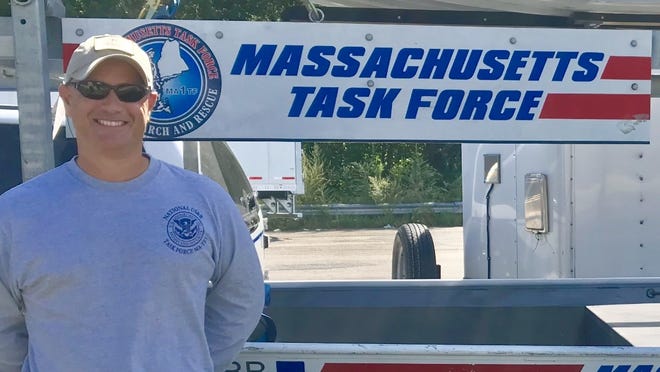 Christopher Beal, a Barnstable fire captain and paramedic, is a member of the Federal Emergency Management Agency's state task force that traveled to Florida and Georgia as Hurricane Dorian threatened the region. [Courtesy FEMA Massachusetts Task Force 1]