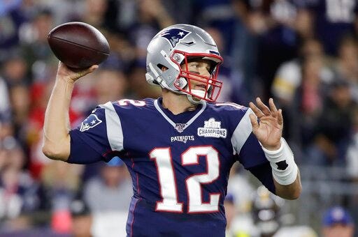 New England Patriots quarterback Tom Brady passes against the Pittsburgh Steelers in the first half an NFL football game, Sunday, Sept. 8, 2019, in Foxborough, Mass. (AP Photo/Elise Amendola)