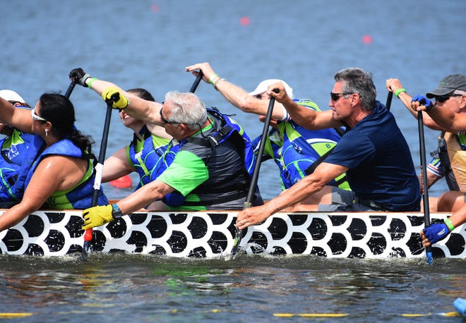 Athletes compete at the 2018 Sarasota International Dragon Boat Festival held at Nathan Benderson Park. [HERALD-TRIBUNE ARCHIVE]