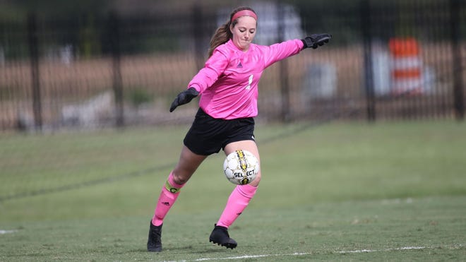 UNC Pembroke's Gina Ryan recorded her 29th career shutout in goal Wednesday in a 1-0 win against Shaw. She broke the Peach Belt Conference record for career shutouts. [UNCP file photo]