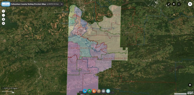 The Sebastian County Election Commission is working with the Sebastian County clerk and the Western Arkansas Planning and Development District to ensure addresses in Sebastian County match voter precinct maps logged with the Arkansas Secretary of State's Office in preparation for the 2020 Census and the next voting cycle. [Map Courtesy of WAPDD-GIS]