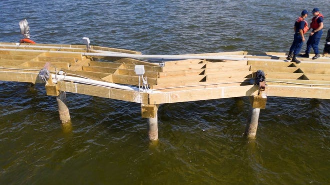 The new Anna Maria Island City Pier was damaged on Tuesday — Sept. 10 when a barge struck two pilings. The original pier was destroyed exactly two years before that, on Sept. 10, 2017. [PROVIDED BY CITY OF ANNA MARIA]