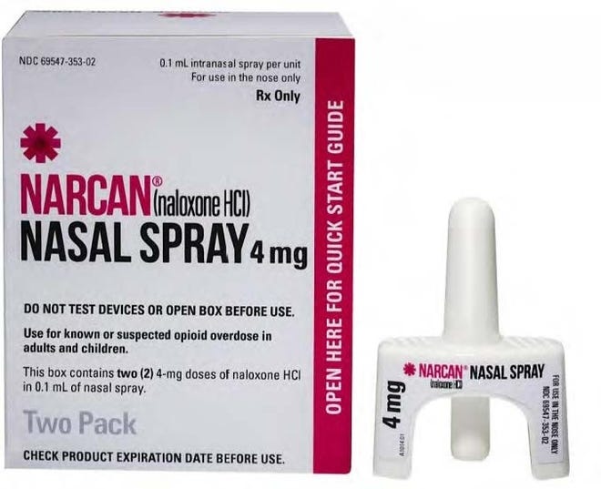 Narcan kits will be given out, free of charge, at several local pharmacies Sept. 14, in hopes of decreasing the number of opioid overdose deaths in the area. Contributed photo