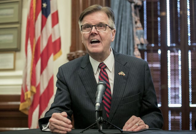 Lt. Gov. Dan Patrick (shown here at June news conference) and Michael Quinn Sullivan of Empower Texas are battling over Patrick's call for background checks on some private gun sales. [JAY JANNER/AMERICAN-STATESMAN]