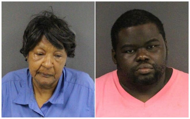 This combination of September 2019 booking photos provided by the Mercer County Prosecutor's Office shows Eudean McMillan, left, and Darryl Parker. The pair are among three people who allegedly took turns shooting a man to death inside a Trenton laundromat Monday. [Mercer County Prosecutor's Office via AP]