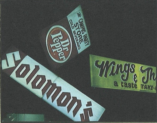 This collage of business signs from the Strip was printed in the 1988 Corolla, the University of Alabama's yearbook. [Submitted photo]