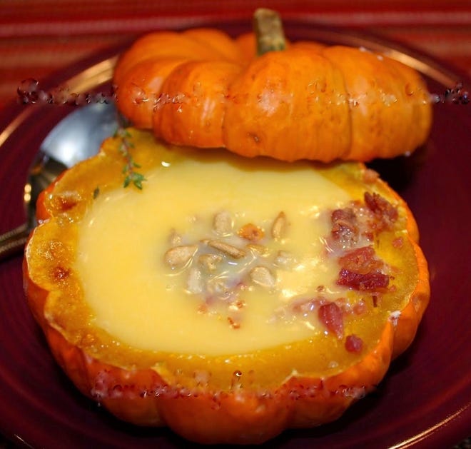 Butternut Squash Soup in Mini-Pumpkin Bowls. [Laura Tolbert/Special to The Times]