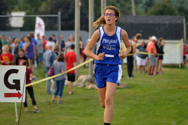 [SAM FRY PHOTO] Pittsford's Emilee Jagielski finished third in her class during Saturday's home invite. The Wildcats girls sqad took first place overall.