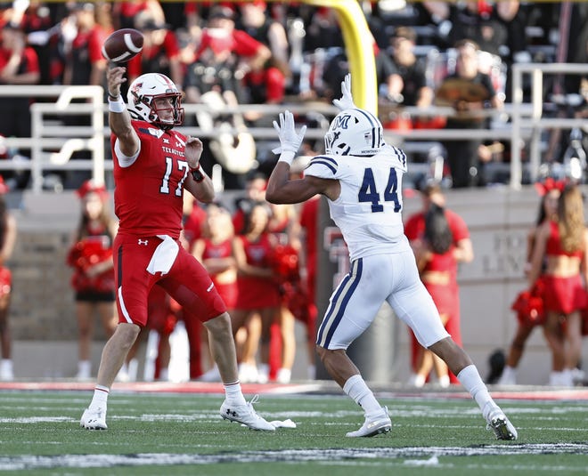 Texas Tech's Jackson Tyner (17) has played only two series this season, but the graduate transfer from Rice has become a key consideration at quarterback since an injury to Alan Bowman. [Brad Tollefson/A-J Media]