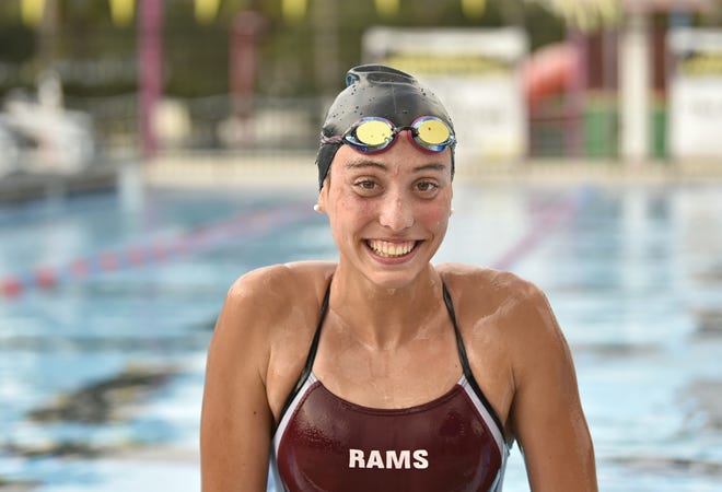 Riverview High senior Emma Weyant won the 400 individual medley at the 2019 U.S. National Championships at Stanford, California, earlier this summer, but for now she's enjoying her final season as a Ram. [HERALD-TRIBUNE STAFF PHOTO / THOMAS BENDER]