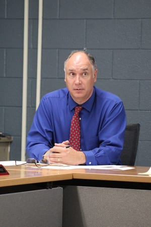 Cheboygan Area Schools Interim Superintendent Paul Clark presented to the Board of Education at their last meeting the possibility of the district selling its West Side Elementary building, which is currently being rented out by NEMCSA. Photo by Kortny Hahn