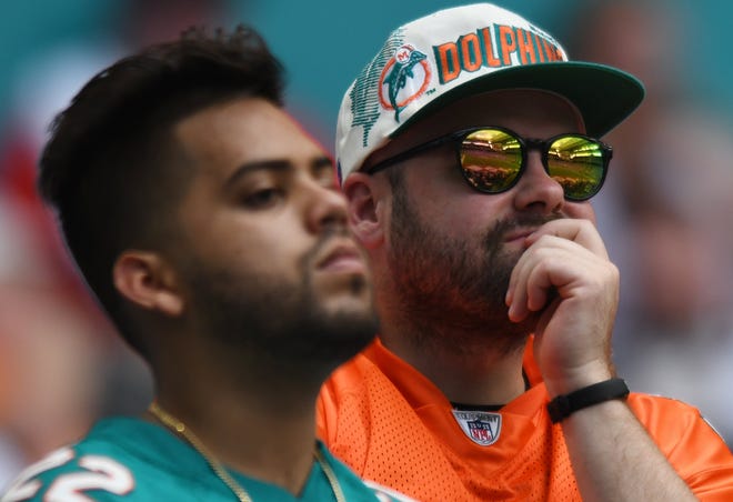 Dolphins fans did not have much to cheer about during the 43-0 loss to the Patriots two weeks ago at Hard Rock Stadium. [JIM RASSOL/Special to The Post]