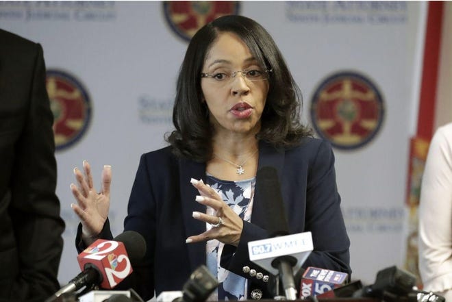 State Attorney Aramis Ayala speaks at a news conference Monday in Orlando. -John Raoux/The Associated Press