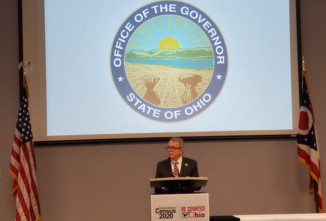 Gov. Mike DeWine spoke on Wednesday morning to the Ohio Complete Count Commission. The group is charged with helping to ensure an accurate count of Ohioans during the 2020 Census. [Randy Ludlow/Dispatch]