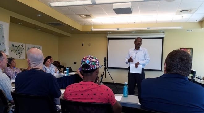 Spencer Crew, a history professor at George Mason University, speaks to teachers at a Summer Educators' Seminar, sponsored by the N.C. Civil War & Reconstruction History Center, in July 2018. The event was held in Wilmington for North Carolina teachers from across the state. [Myron B. Pitts/The Fayetteville Observer]