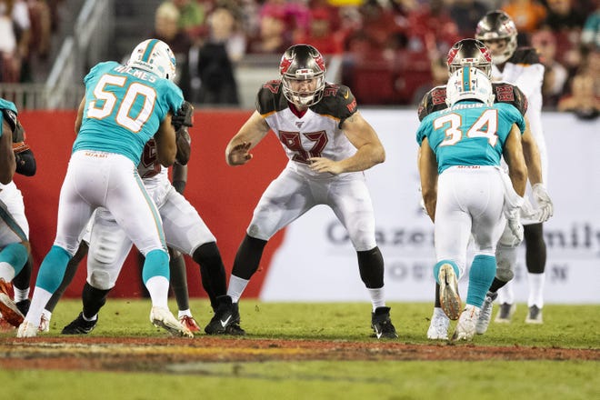 Marshfield native Zach Triner (97) is in his first season with the NFL's Tampa Bay Buccaneers. [Courtesy photo]