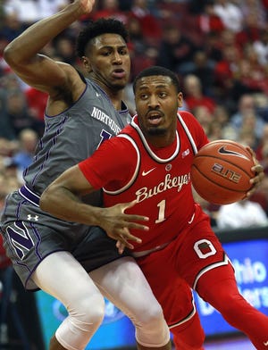 Ohio State guard Luther Muhammad struggled as his freshman year progressed last season, but he still averaged 7.6 points a game, despite shooting 23.5% from the field in the final 13 games. [Dispatch file photo]