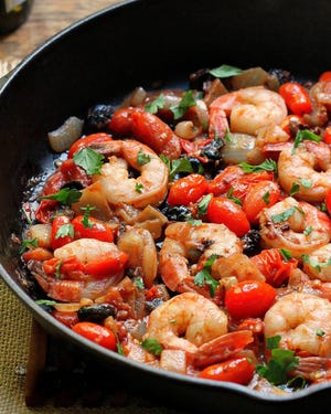Don't shy away from anchovies, and give shrimp puttanesca a try. [LYNDA BALSLEV PHOTO]