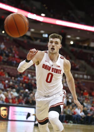 Former Ohio State center Micah Potter, who left the team before last season and eventually transferred to Wisconsin, has yet to receive clearance from the NCAA to be eligible for the start of the upcoming season. [Fred Squillante/Dispatch]