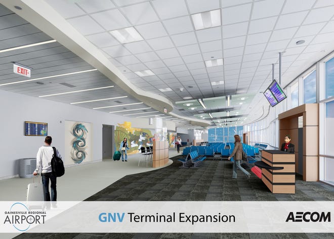 An artist rendering shows what the terminal expansion at Gainesville Regional Airport may look like. Contruction is expected to begin mid-November and could take up to two years. [GAINESVILLE REGIONAL AIRPORT]