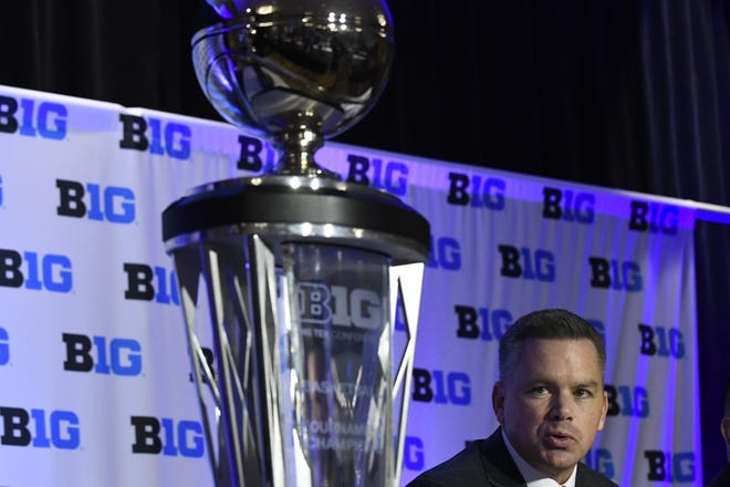 Ohio State University head coach Chris Holtmann listens to questions during the Big Ten conference NCAA college basketball media day Wednesday, Oct. 2, 2019, in Rosemont, Ill. (AP Photo/David Banks)
