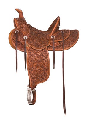 "Saddle for the Women Who Rode Wild Horses," by John Willemsma, is featured in the Traditional Cowboy Arts Exhibition & Sale 2019 at the National Cowboy & Western Heritage Museum. [Photo provided]