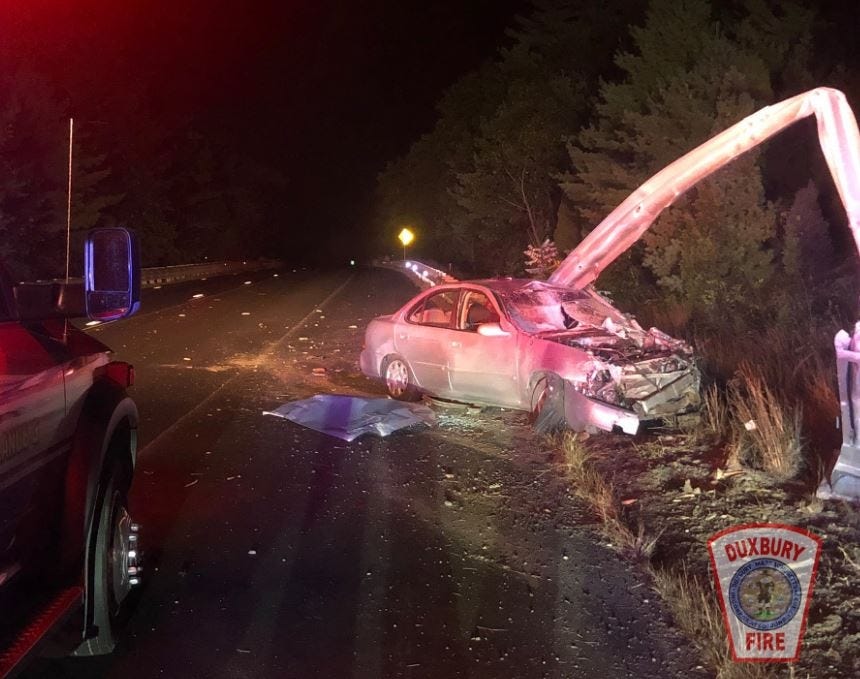 Driver hospitalized after Duxbury crash