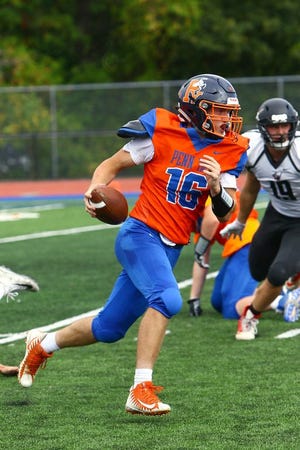 Penn Yan Quarterback Kyle Berna (shown in a file photo) went 22-for-30 for 231 yards through the air and three touchdowns. Berna also gained 99 yards on the ground and scored another touchdown against Waterloo.