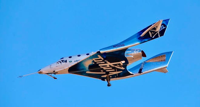 Virgin Galactic aircraftVSS Unity reaches space for the first time during its fourth powered flight from Mojave Air and Space Port, Calif., in December 2018. Boeing plans to invest $20 million in Virgin Galactic as the space tourism company nears its goal of launching passengers on suborbital flights. The companies announced the investment Tuesday, saying they will work together on broadening commercial access to space and transforming global travel technologies. Virgin Galactic has conducted successful test flights of its winged rocket ship at Mojave, California, and is preparing to begin operations at Spaceport America in New Mexico.