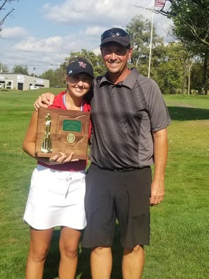 Ashlley Dillon will play for Tusky Valley and her father Shawn will coach Marlington in the Division II girls state golf tournament this weekend. Submitted photo