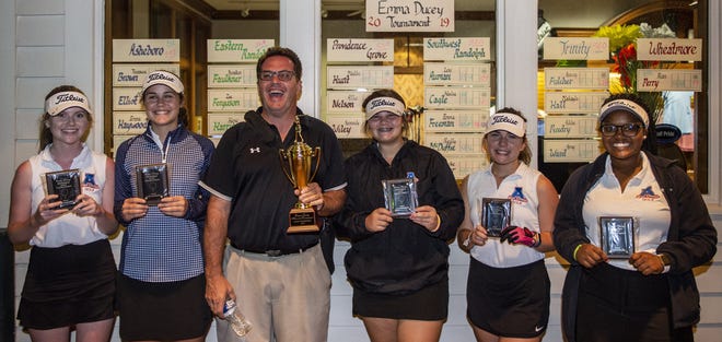 Asheboro golf team took team Championship during the Emma Ducey Memorial tournament at Old North State Golf Club in New London Wednesday. [PJ WARD-BROWN/SPECIAL TO THE COURIER-TRIBUNE]