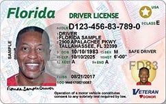 This image from the Florida Department of Highway Safety and Motor Vehicles shows the front of the new, more secure, driver's license.