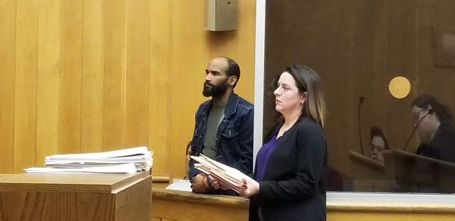 In this April file photo, Miguel A. Martinez, then accused of cocaine and fentanyl trafficking, stands in the prisoner area in New Bedford District Court during an appearance before the judge. [CURT BROWN/THE STANDARD-TIMES/SCMG]
