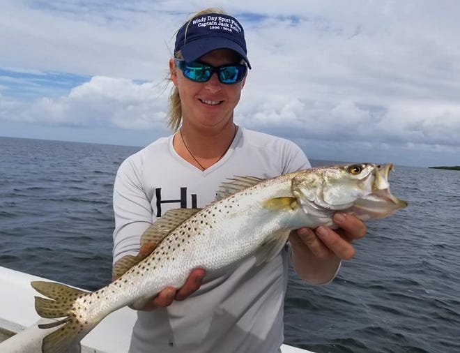 Misty Kelly of Hernando caught this spotted sea trout while fishing with Capt. Marrio Castello of Tall Tales Charters in Homosassa this week. [ PROVIDED BY CAPT. MARRIO CASTELLO ]
