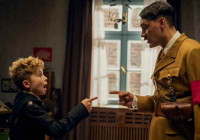 Jojo and Hitler try to give each other some advice. [Fox Searchlight]