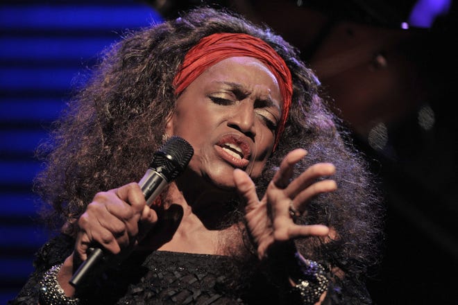 FILE - This July 4, 2010 file photo shows American opera singer Jessye Norman performing on the Stravinski Hall stage at the 44th Montreux Jazz Festival, in Montreux, Switzerland. Norman died, Monday, Sept. 30, 2019, at Mount Sinai St. LukeþÄôs Hospital in New York. She was 74. (AP Photo/Keystone/Dominic Favre, File)