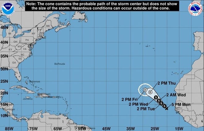 Tropical Depression 15, 5 p.m. Monday, Oct. 14