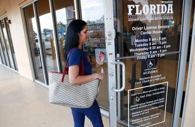 A woman enters a Florida Highway Safety and Motor Vehicles drivers license service center last week in Hialeah. The U.S. Census Bureau has asked the 50 states for drivers' license information, months after President Donald Trump ordered the collection of citizenship information.
