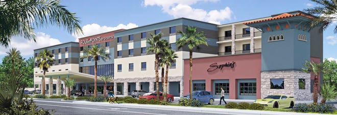 This rendering of the proposed 103-room Four Points by Sheraton hotel was showcased during a March 2, 2017, neighborhood meeting on the proposed project. [RENDERING PROVIDED BY LAND DEVELOPERS AND ASSOCIATES]
