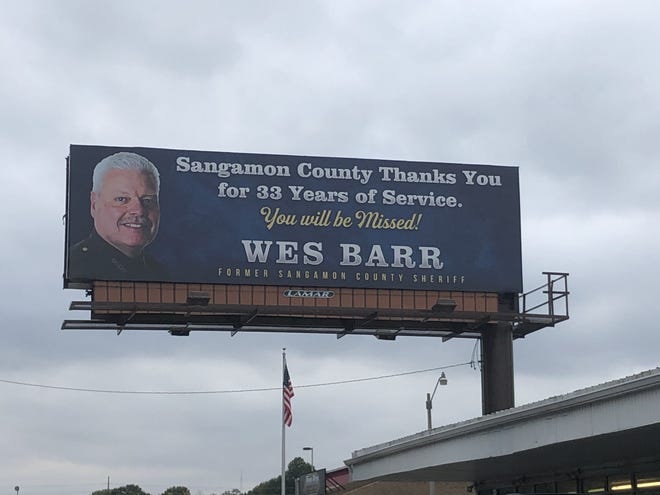 A billboard honoring late Sheriff Wes Barr placed by Lamar Advertising in the 2100 block of Stevenson Drive. [photo provided by Lamar Advertising]
